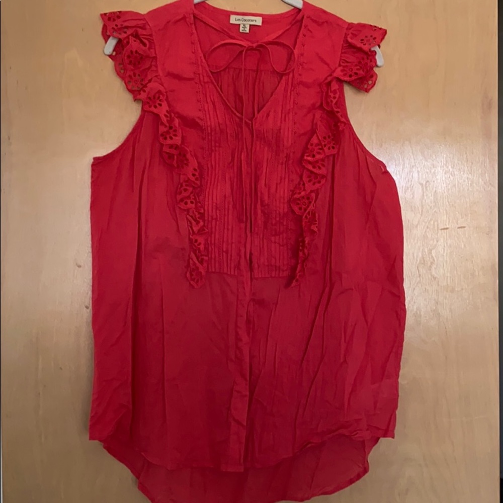 Cap sleeve lace trim top